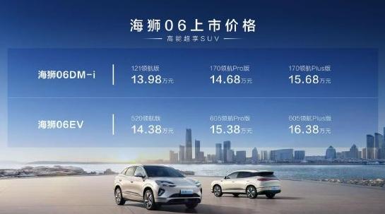 比亞迪海獅06上市：全系搭載天神之眼C、云輦-C，售價(jià)13.98萬(wàn)-16.38萬(wàn)元